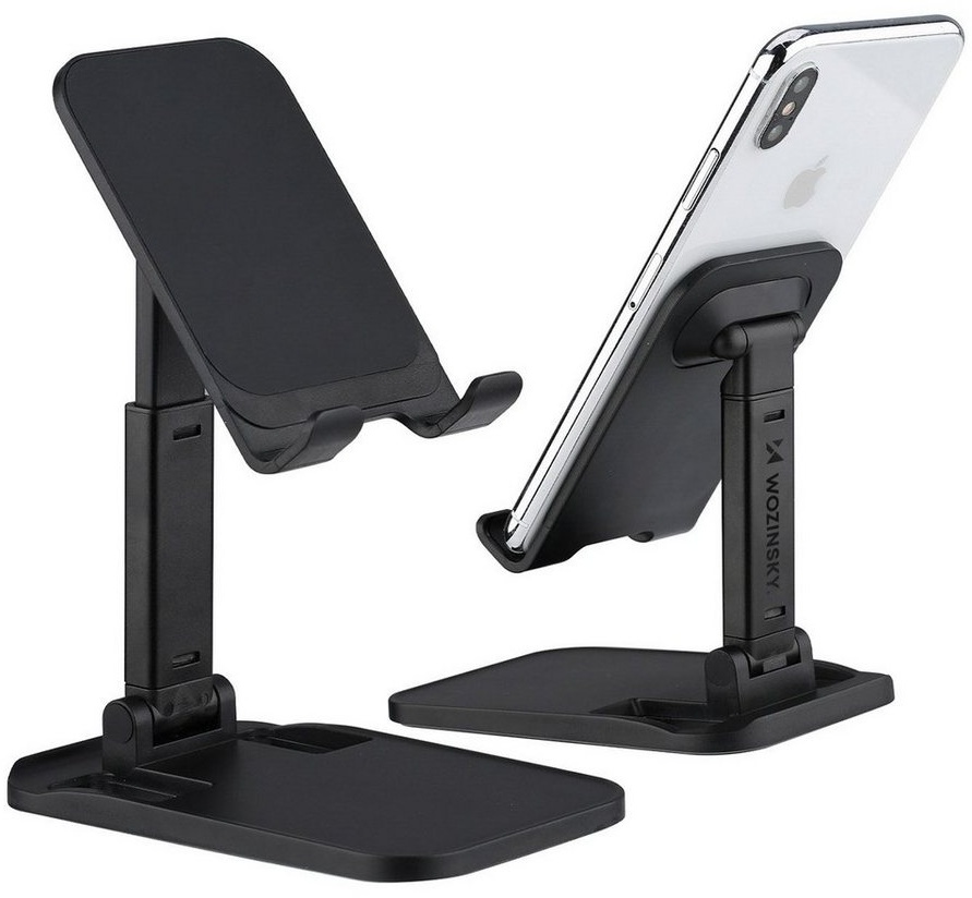 Wozinsky Klappbarer Tischständer für Telefon und Tablet Handyhalterung Smartphone-Halterung schwarz