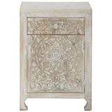 otto home Nachtkommode Bonstetten, beige (naturfarben), B:50cm H:70cm T:40cm, Massivholz, Sideboards, pflegeleichtes Mangoholz, mit dekorativen Schnitzereien, Breite 50 cm