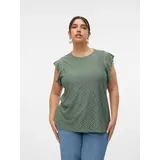 Vero Moda Curve Vmctassa SL Frill Top Grün XL