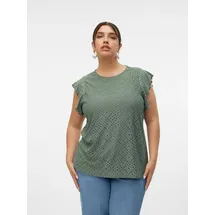 Vero Moda Curve Vmctassa SL Frill Top Grün XL