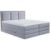 MID.YOU Boxspringbett, - silbergrau - H3/H4 - Bettkasten, - inklusive Topper - 160x200 cm,