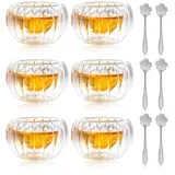 WANDGU 6er Set Espressotassen 50ml: Doppelwandige Macchiato Gläser mit 4 Löffel, Mokkatassen aus Borosilikatglas, Dessertgläser, Thermogläser mit Schwebeeffekt für Tee, Latte, Macchiato, Cappuccino