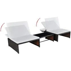 vidaXL Outdoor-Lehnstühle 2 Stk. mit Tisch Braun Poly Rattan