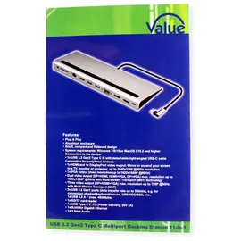 Value Dockingstation USB-C Dockingstation - USB Hub, Grau