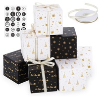 24 Adventskalender Geschenkbox - Adventskalender Boxen - Papierdrachen DIY Adventskalender Kisten Set mit Zahlenaufklebern und 22m Satinband- Adven...