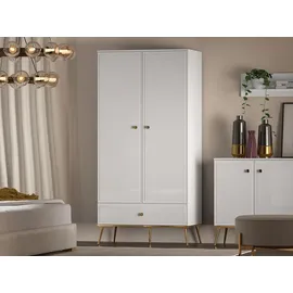 Feldmann-Wohnen Drehtürenschrank Goldin 92 x 190 x 53 cm Weiß/Gold