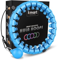 K-MART Smart Hula Ring Hoops, gewichteter Hula Circle 24 Abnehmbarer Fitnessring mit 360 Grad automatisch drehendem Ball, Gymnastik, Massage, Fitness für Erwachsene zur Gewichtsreduktion (blau)