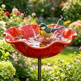 Gartenstecker aus Metall - Handgefertigt Blumenform Vogeltränke Winterfest Insektentränke Bienentränke Gartenfiguren & Gartenstatuen Gartendeko für Draußen