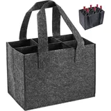 MmotZsb Männerhandtasche Bier, Flaschenträger 6 Flaschen, Getränketräger Für Unterwegs, Graue Filztasche Mit Maßen 25x18x16 cm, Biertasche Und Flaschentasche