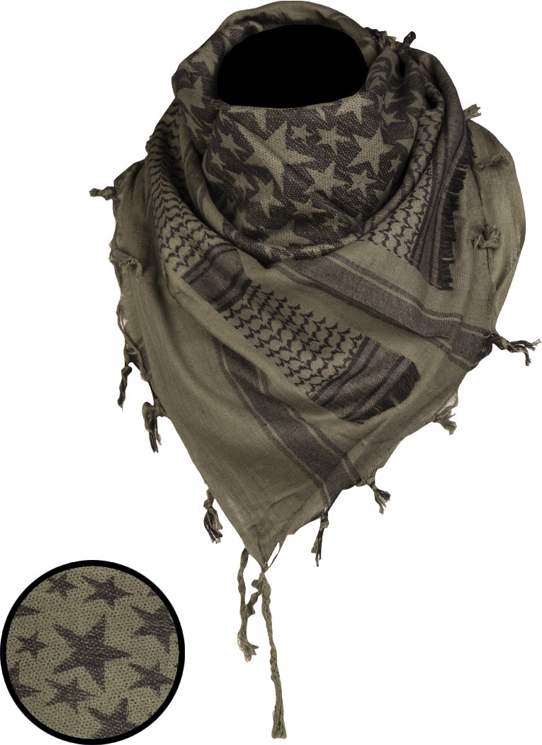 Mil-Tec Shemagh Stars, foulard - Olive