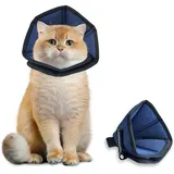 EvcgoX Halskrause Katze Weiche Halskrausen für Katzen nach der Operation,360° Vision Leckschutz Hundekragen Verstellbar Leichtgewicht Schutzkragen Blau XS(21-28cm)