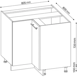 Vicco Eckunterschrank Fame-Line 80,5 x 80,5 x 81,5 cm Anthrazit Hochglanz