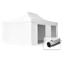TOOLPORT 4x6m Aluminium Faltpavillon inkl. 4 Seitenteile, weiß -