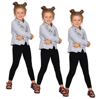 FUTURO FASHION Mädchen Leggings Baumwolle – Kinderleggings 2–13 Jahre (Größe 92–158), Atmungsaktiv, Blickdicht & Bequem, Viele Farben für Schule & Freizeit Schwarz 10 Jahre 3er Pack - 140