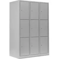 Lüllmann Schließfachschrank Stahl lichtgrau 118,5 x 50,0 x 180,0 cm 9 Fächer abschließbar