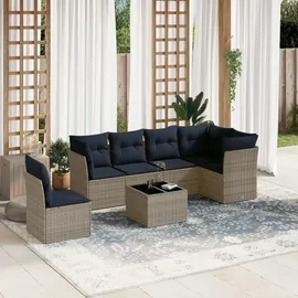 vidaXL Gartensofa-Set 7-tlg. grau Polyrattan