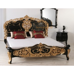 Rokoko Bett Schwarz Gold