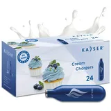 KAYSER K2224001 KAYSER-24 Stück Cream Charger-Sahnekapseln für Sahnespender-Für 500ml Sahne-Premium N2O Kapseln aus Stahl-100% recycelbar-Made in EU-Für kalte und warme Anwendungen, Stahl