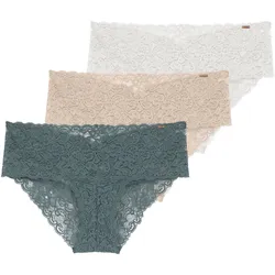 Slip DORINA "Lana", Damen, Gr. M, grün, beige, ivory, Spitze, Obermaterial: 92% Polyamid, 8% Elasthan, unifarben, eng, Unterhosen, florale Spitze
