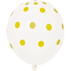 6 Luftballon mit Punkten gold