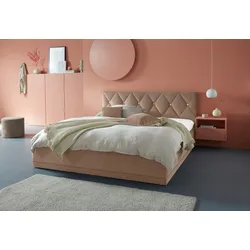 Polsterbett "Adamas", beige, L:210cm, Bezug: 100% Polyester, Polsterung: Polsterwatte, Material Gestell: gepolsterter Holzwerkstoff, WESTFALIA SCHLAFKOMFORT, Betten, auch mit Bettkasten, Knopfheftung mit Strasssteinen