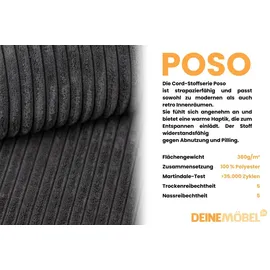 dein schlaf 24 BOXBETT LOFT IV 160/200 Cord Anthrazit mit Taschen-Federkernmatratzen 7 Zonen H4 - Dunkelgrau