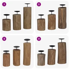 vidaXL Windlicht 3 pcs Holz Braun