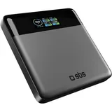SBS Pulse PowerBank Lite 100W, 20000mAh, Power Delivery (PD 3.0 PPS), AFC, Powerbank mit Schnellladen, LCD-KI-Display, USB-C, USB-A, tragbares Reiseladegerät, Slim Design, Grau
