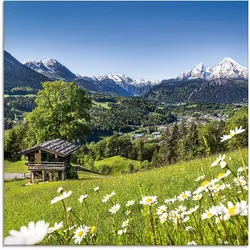 Artland Glasbild »Landschaft in den Bayerischen Alpen«, Berge, (1 St.), in verschiedenen Größen Artland Farbe Bild(er): grün