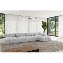 altdecor Ecksofa modulares Sofa Razon-L3 - 380x160x70 cm Hellgrau Bouclé