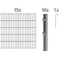 GAH Alberts Alberts Komplettset Doppelstabmattenzaun Anthrazit, 2 m Matten, Höhe 80 - 200 cm, Länge 4 - 30 m