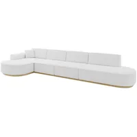 altdecor Ecksofa, Ottomane Links MARI-L3-v2 - 413x171x83 cm Weiß Bouclé