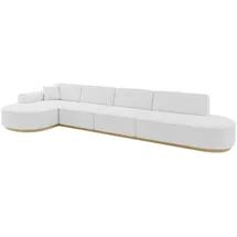 altdecor Ecksofa, Ottomane Links MARI-L3-v2 - 413x171x83 cm Weiß Bouclé