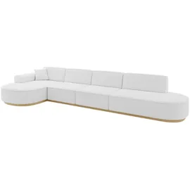 altdecor Ecksofa, Ottomane Links MARI-L3-v2 - 413x171x83 cm Weiß Bouclé