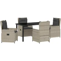 vidaXL Garten Essgruppe 5 pcs Hellgrau Poly Rattan