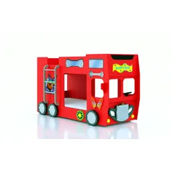 Autobett Bus   , rot , Maße (cm): B: 116 H: 150