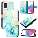 nancencen für Samsung Galaxy A31 Hülle, PU Leder Handyhülle Kapphülle mit Kartenfach Magnetisch Rundumschutz Mode Marmormuster Handytasche Case Handytasche Case, Grün