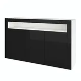 Vladon Sideboard 155 x 92 x 40 cm Weiß matt/Schwarz Hochglanz