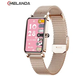 MELANDA Modische Damen-Smartwatch, individuelles Zifferblatt, voller Touchscreen, IP68, wasserdicht, Smartwatch für Damen, schönes Armband, Herzfrequenzmesser