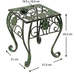 DanDiBo Blumenhocker Metall Grün Eckig 25 cm Blumenständer 96007 S Blumensäule Modern Pflanzenständer Pflanzenhocker Vintage