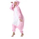 AKAAYUKO Damen Herren Karneval Kostüm Pyjama Weihnachten Tiere Onesie Halloween Jumpsuit Schlafanzug Faschingskostüme Overall Nachtwäsche Rosa Schwein - L