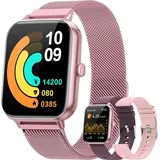 BANLVS Blutzucker-Smartwatch Damen Blutzuckermessung mit Telefonfunktion,1.83" HD Smartwatch mit Herzfrequenz SpO2 IP68 Fitness Tracker für iOS Android Rosa