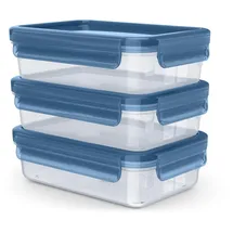 Emsa Frischhaltedose rechteckig blau 0,8 l 3-teiliges Set