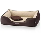 BedDog Premium Orthopädisches Hundebett BUFFY Memory Foam Kunstleder,MELANGE (beige/braun),L