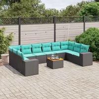 vidaXL Gartensofa-Set 11-tlg. schwarz