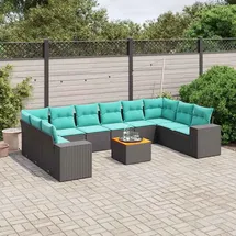 vidaXL Gartensofa-Set 11-tlg. schwarz