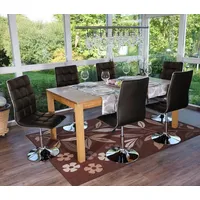 6er-Set Esszimmerstuhl HWC-C41, Stuhl Küchenstuhl, höhenverstellbar drehbar, Kunstleder braun