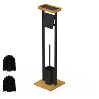 Relaxdays WC-Garnitur, Ablage, freistehend, HBT: 73,5x20x20 cm, 2 Ersatzbürsten,