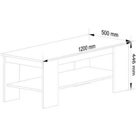 akord furniture factory Couchtisch Kami Weiß Holzwerkstoff 120 x 45 x 50 cm