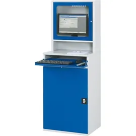 Rau Computer-Schrank Stahl 650x520x1770mm blau mit 1 Flügeltür und Monitorgehäuse